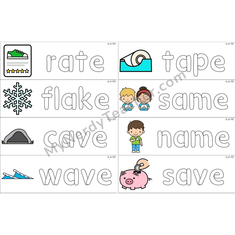 a_e (Long A VCe) Dough Word Mats (Color)