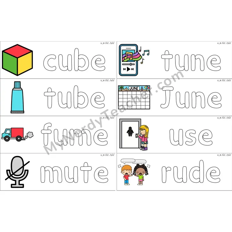 u_e (Long U VCe) Dough Word Mats (Color)