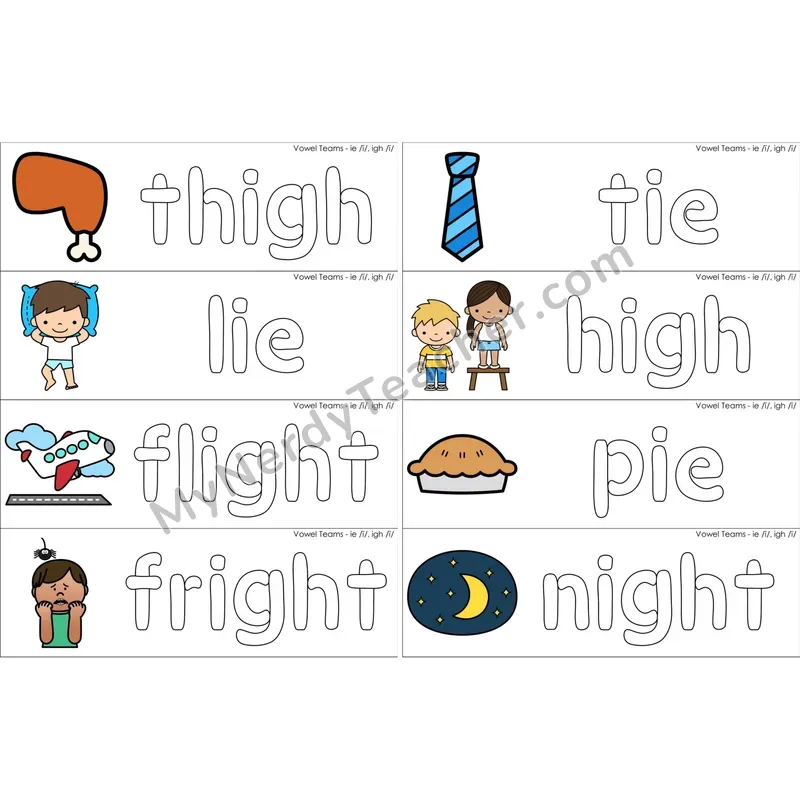 ie, igh Vowel Team Dough Word Mats (Color)