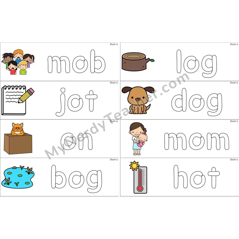 Short O Dough Word Mats (Color)