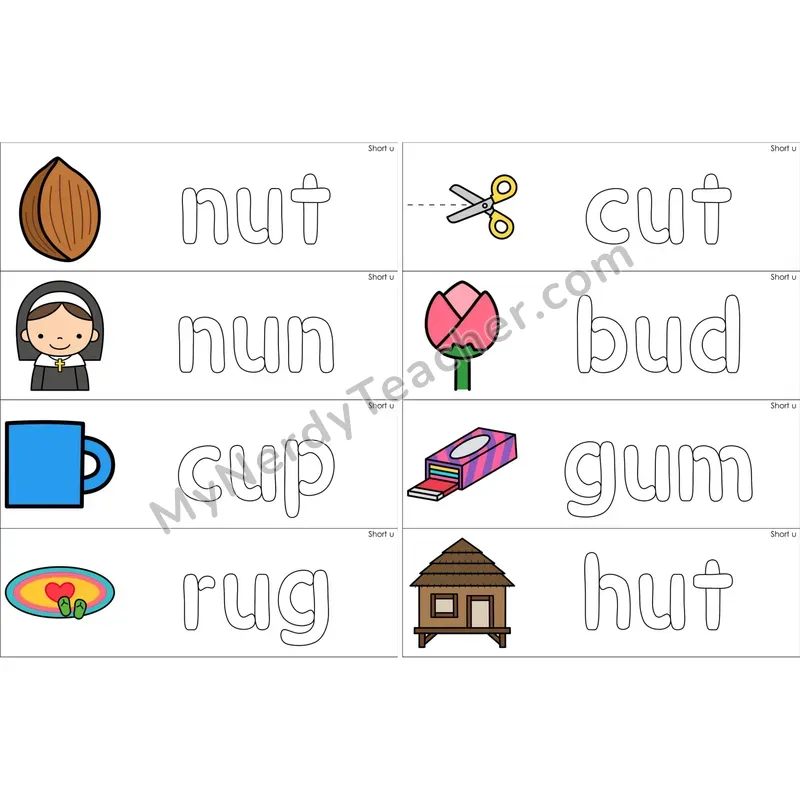 Short U Dough Word Mats (Color)