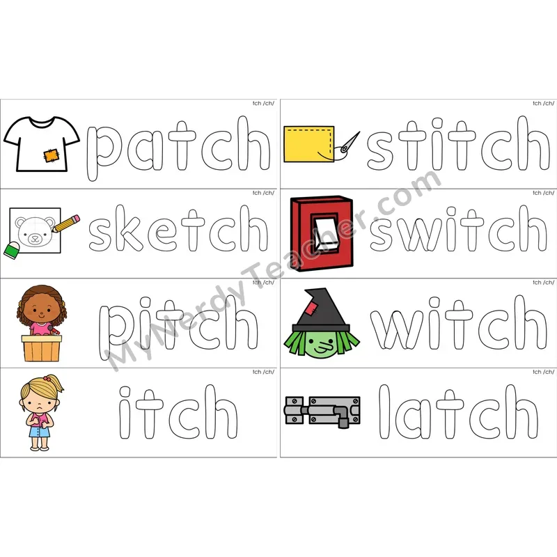tch Trigraph Dough Word Mats (Color)