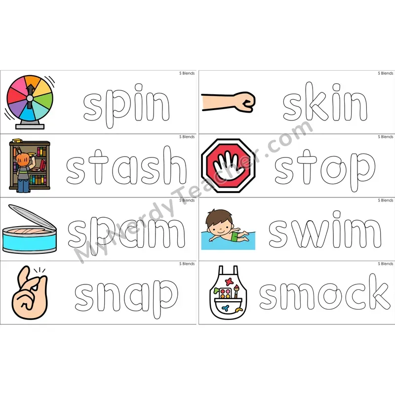 S Blends Dough Word Mats (Color)