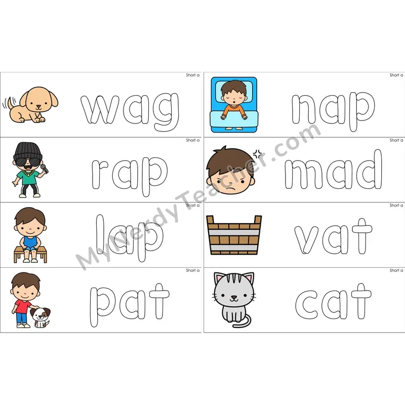 Short A Dough Word Mats (Color)