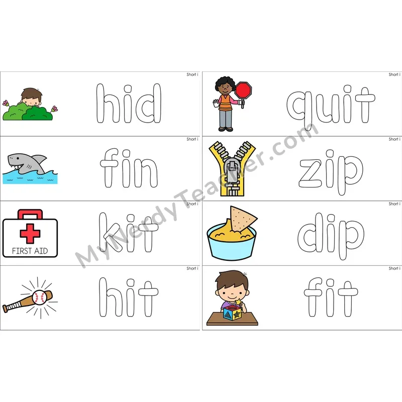 Short I Dough Word Mats (Color)