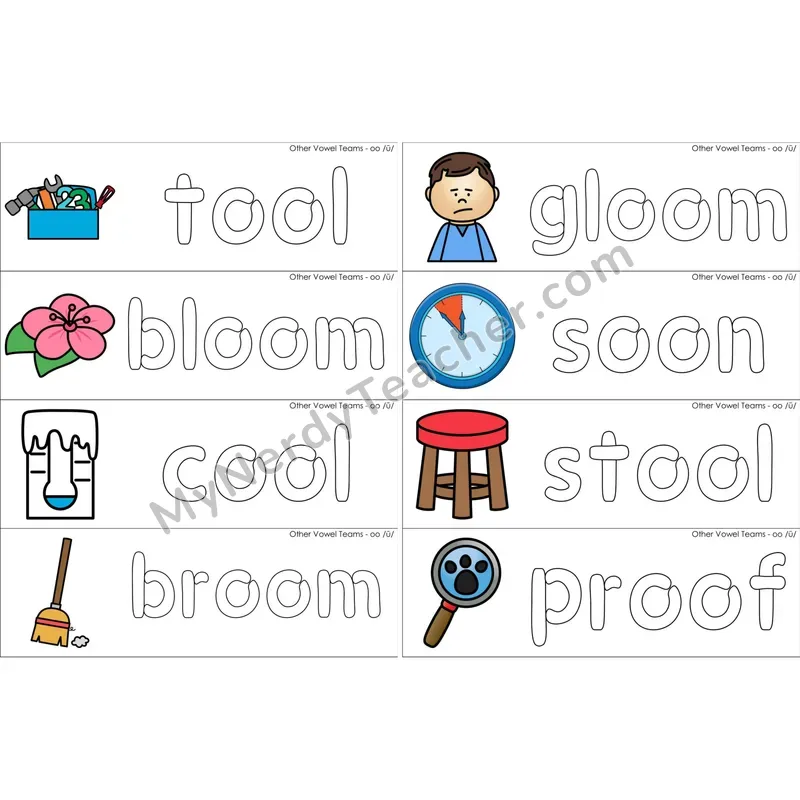 oo, u (short oo sound) Dough Word Mats (Color)