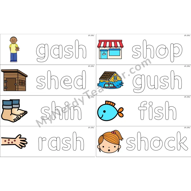 sh Digraph Dough Word Mats (Color)
