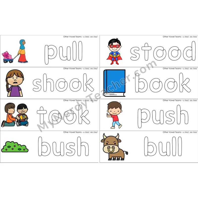 oo (long oo sound) Dough Word Mats (Color)