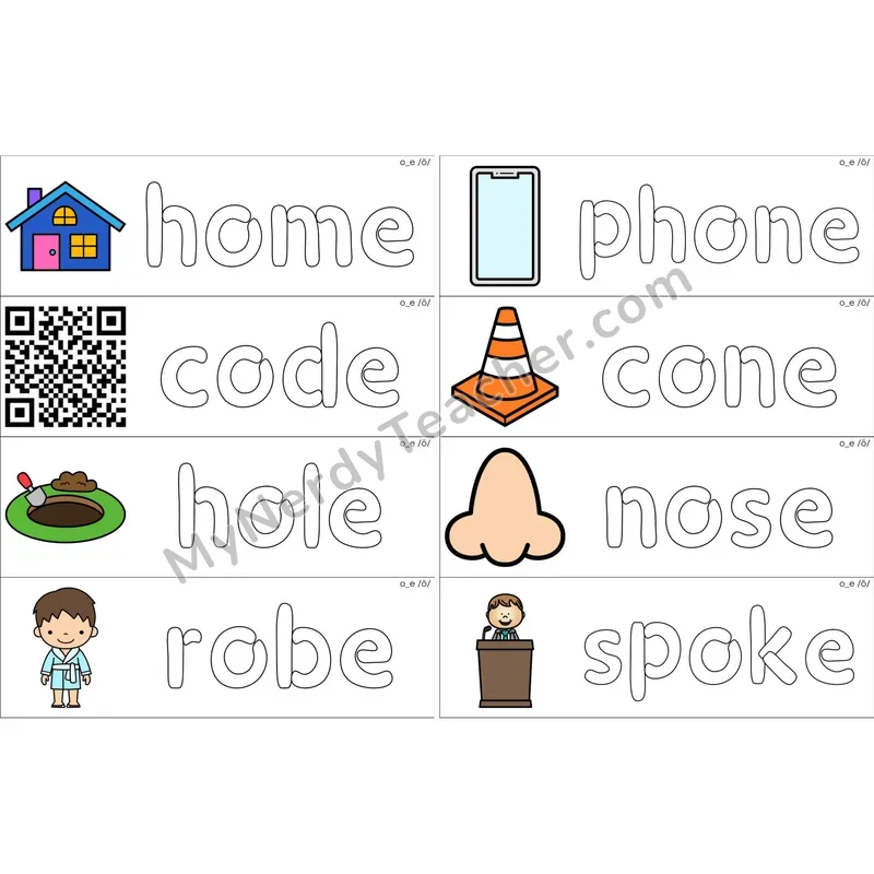 o_e (Long O VCe) Dough Word Mats (Color)