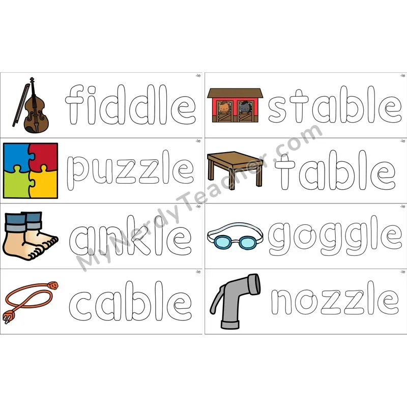 Consonant -le Dough Word Mats (Color)