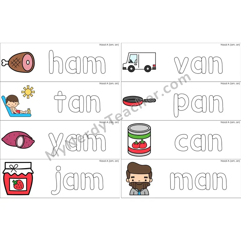 Nasalized A (am, an) Dough Word Mats (Color)