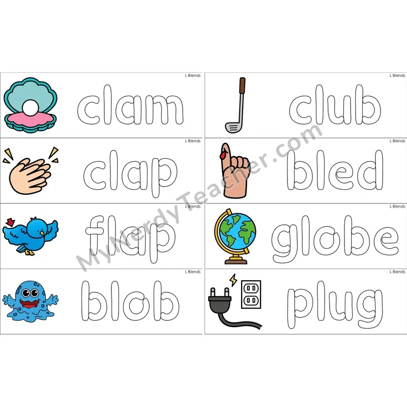 L Blends Dough Word Mats (Color)