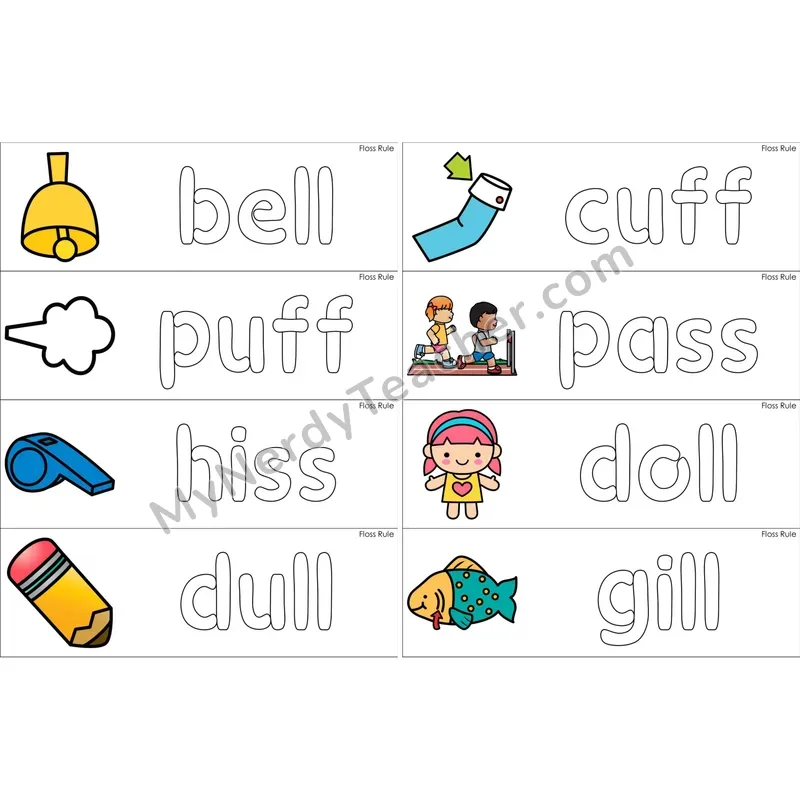 Floss Rule (ff, ll, ss, zz) Dough Word Mats (Color)