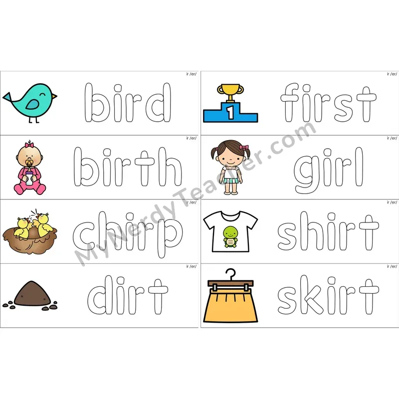 ir (R-Controlled) Dough Word Mats (Color)