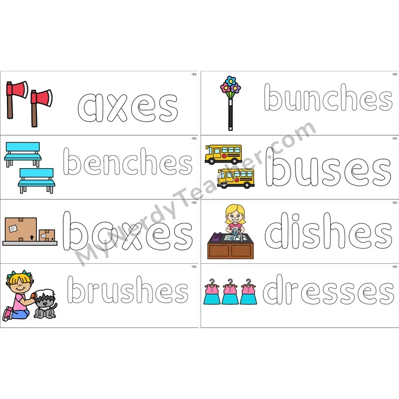 Inflectional -es Dough Word Mats (Color)
