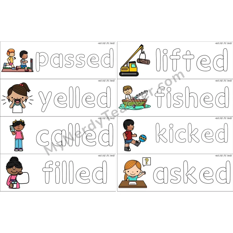 Inflectional -ed Dough Word Mats (Color)