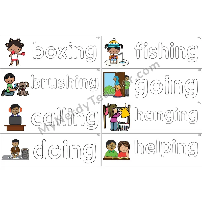 Inflectional -ing Dough Word Mats (Color)