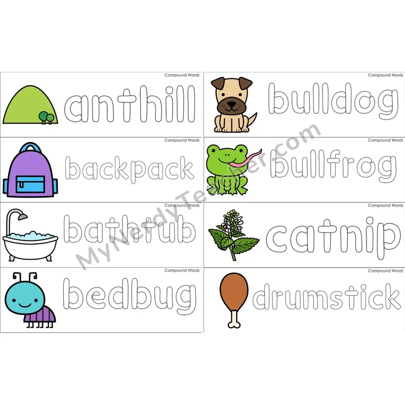 Compound Words Dough Word Mats (Color)