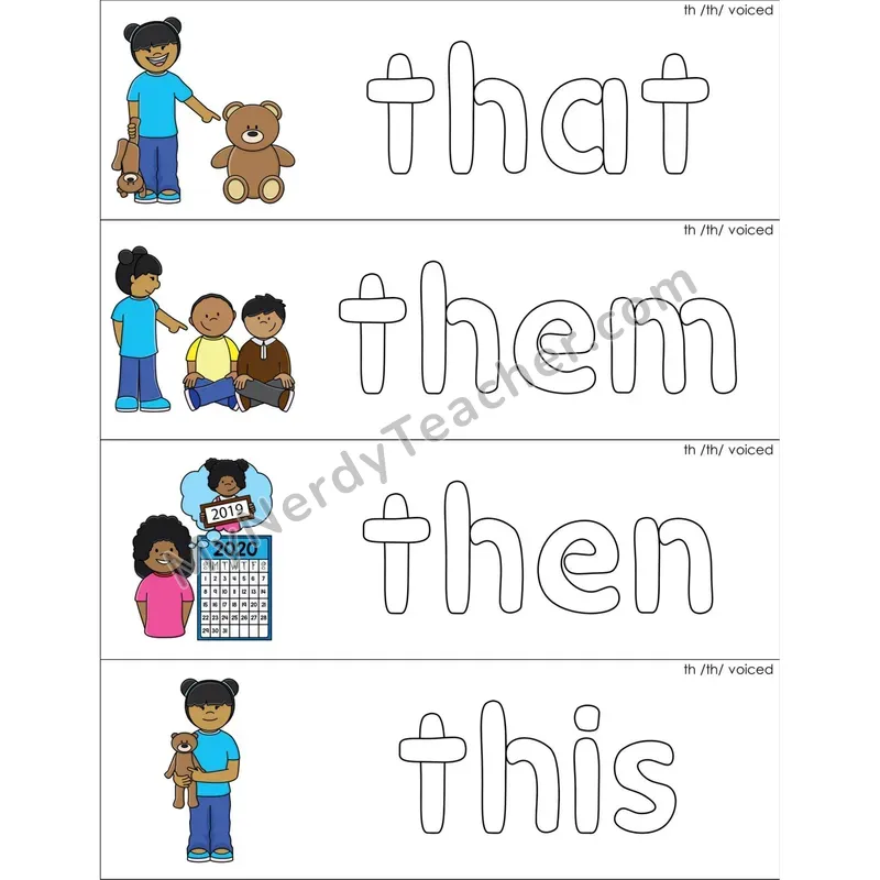 Voiced th Digraph Dough Word Mats (Color)
