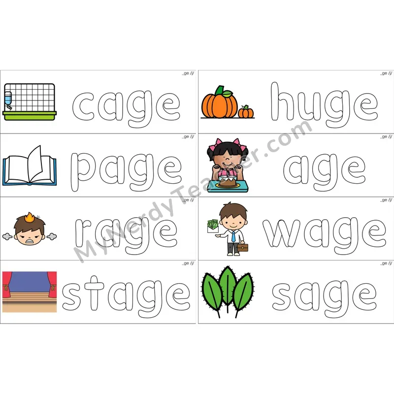Soft G (_ge) Dough Word Mats (Color)