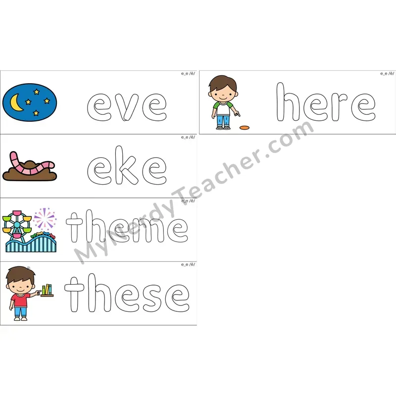 e_e (Long E VCe) Dough Word Mats (Color)