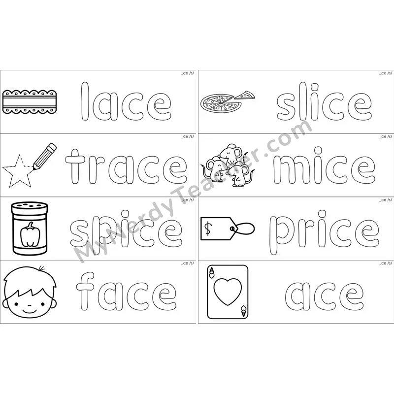 Soft C (_ce) Dough Word Mats (Black and White)