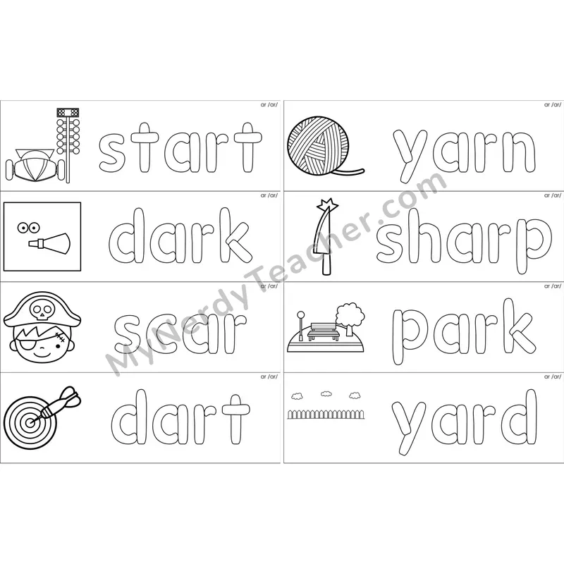 ar (R-Controlled) Dough Word Mats (Black and White)