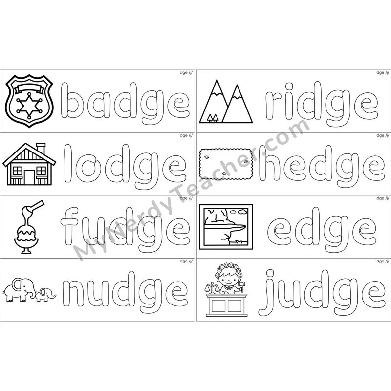 dge Trigraph Dough Word Mats (Black and White)