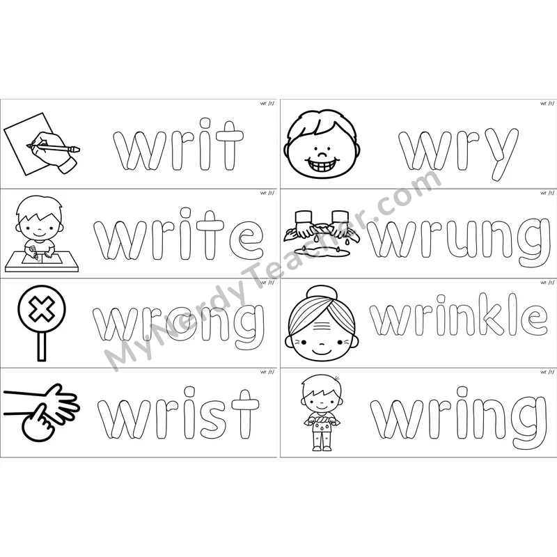 Silent wr Dough Word Mats (Black and White)