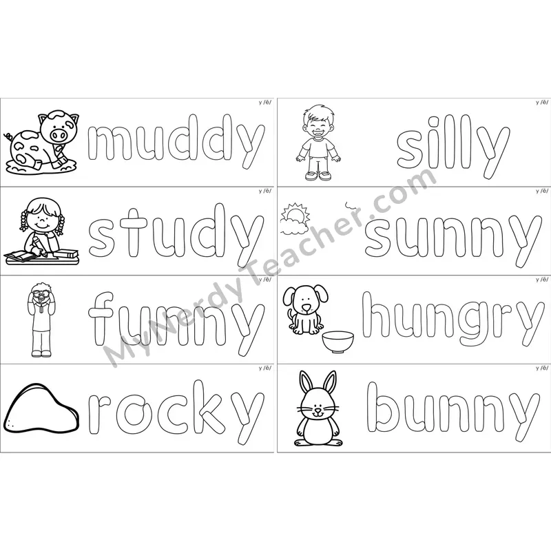 y as Long E Dough Word Mats (Black and White)