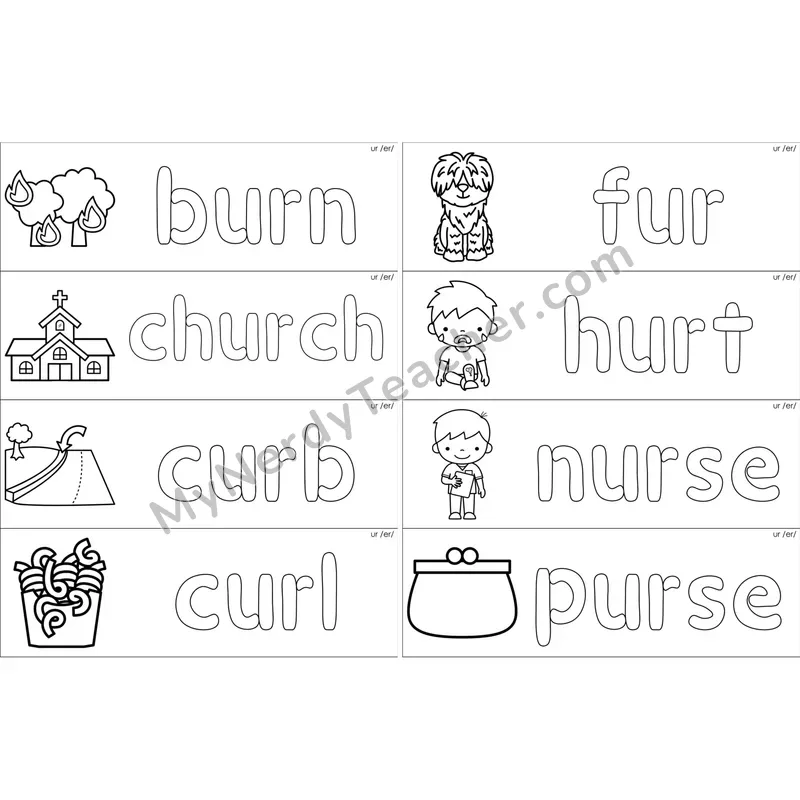 ur (R-Controlled) Dough Word Mats (Black and White)