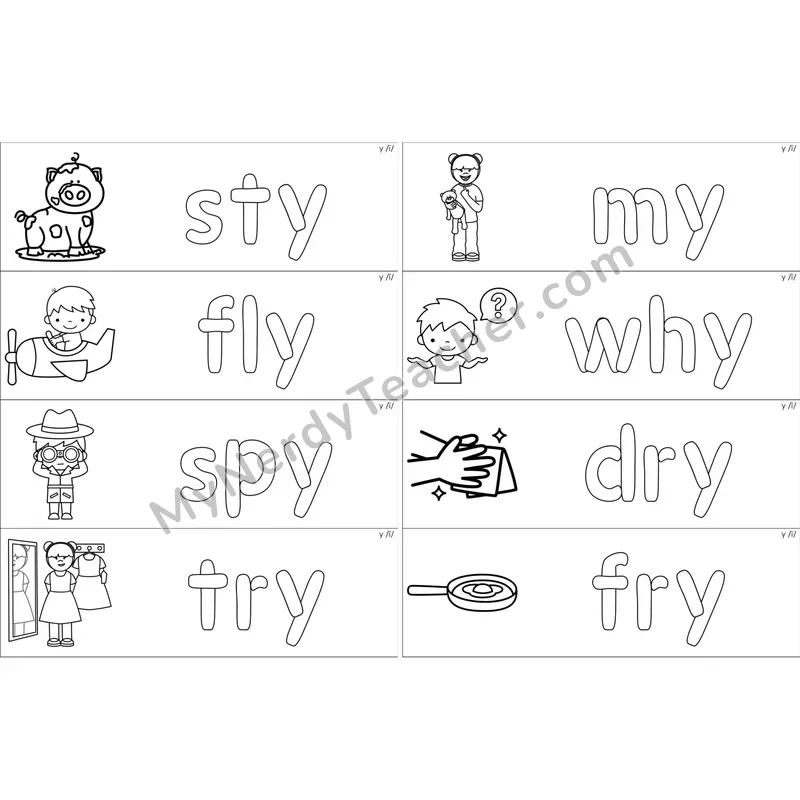 y as Long I Dough Word Mats (Black and White)