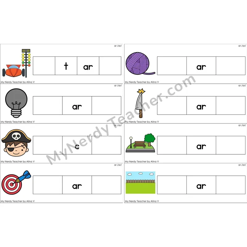 ar (R-Controlled) Missing Beginning and Ending Sounds Cards (Color)