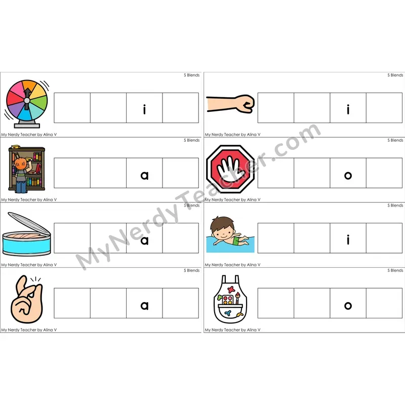 S Blends Missing Beginning and Ending Sounds Cards (Color)