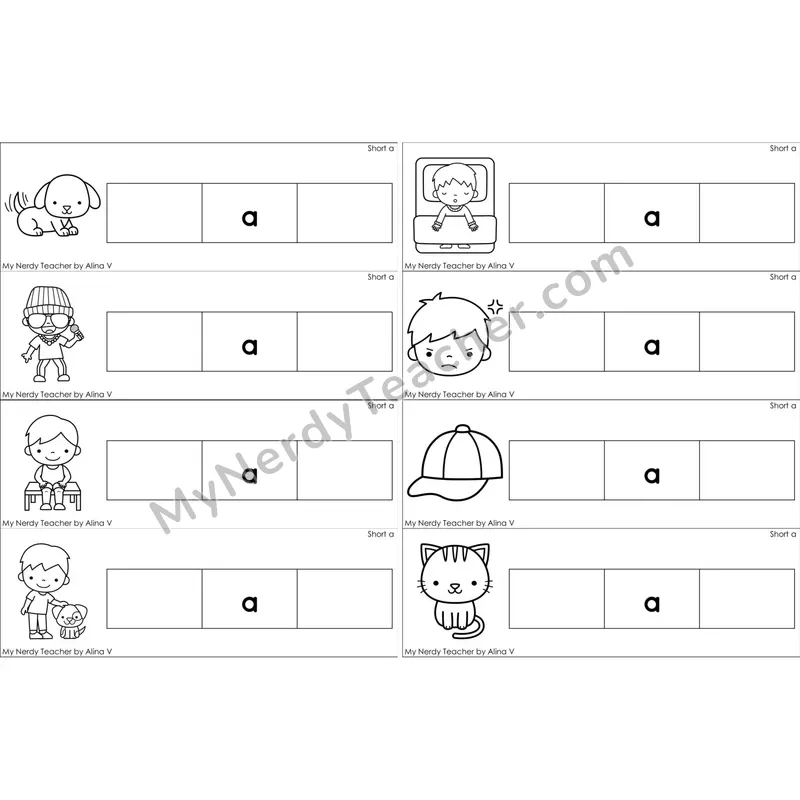 Short A Missing Beginning and Ending Sounds Cards (Black and White)