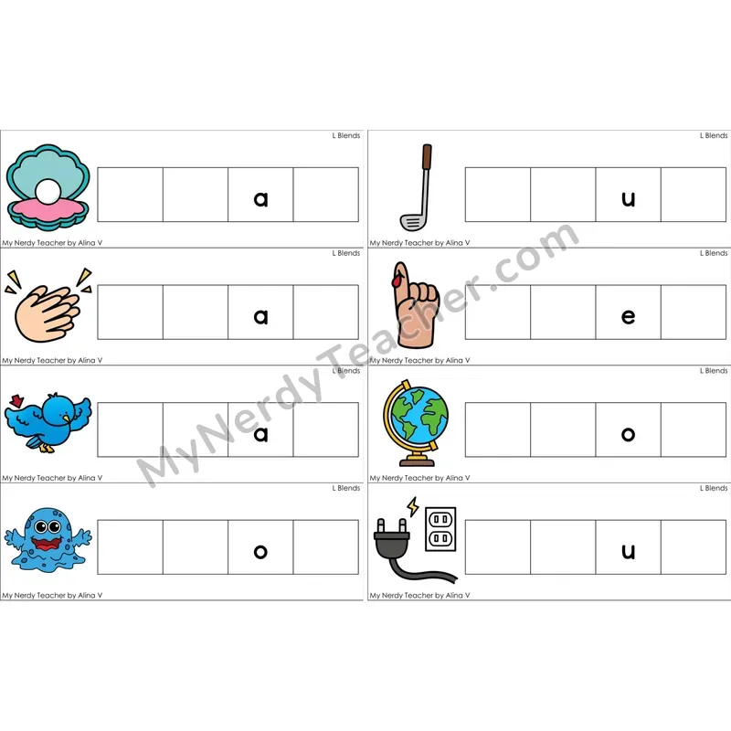 L Blends Missing Beginning and Ending Sounds Cards (Color)