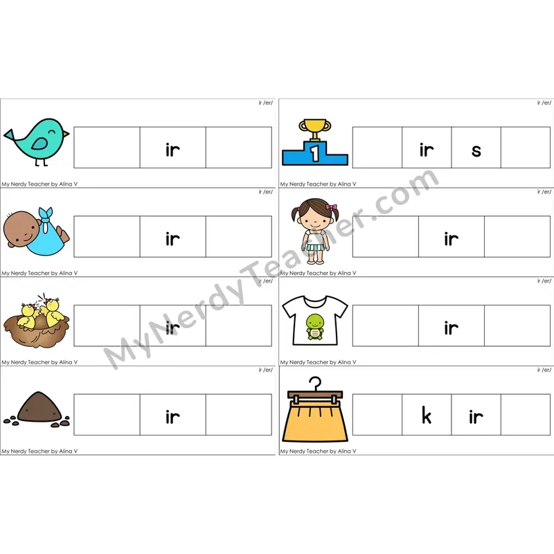ir (R-Controlled) Missing Beginning and Ending Sounds Cards (Color)