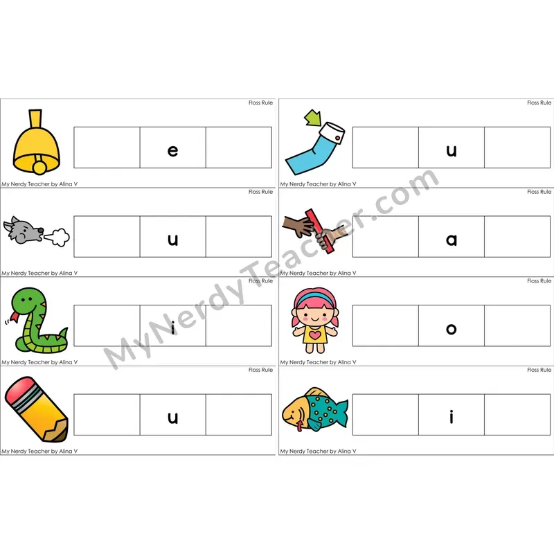 Floss Rule (ff, ll, ss, zz) Missing Beginning and Ending Sounds Cards (Color)