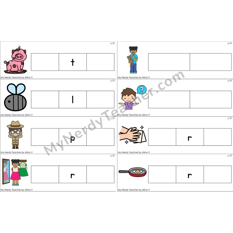 y as Long I Missing Beginning and Ending Sounds Cards (Color)
