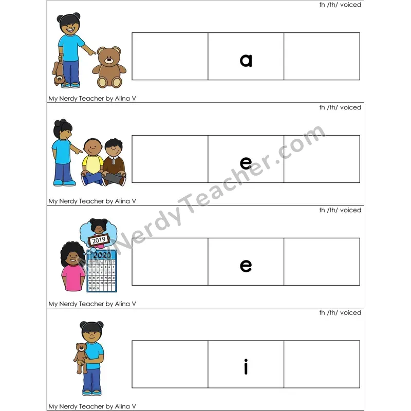 Voiced th Digraph Missing Beginning and Ending Sounds Cards (Color)