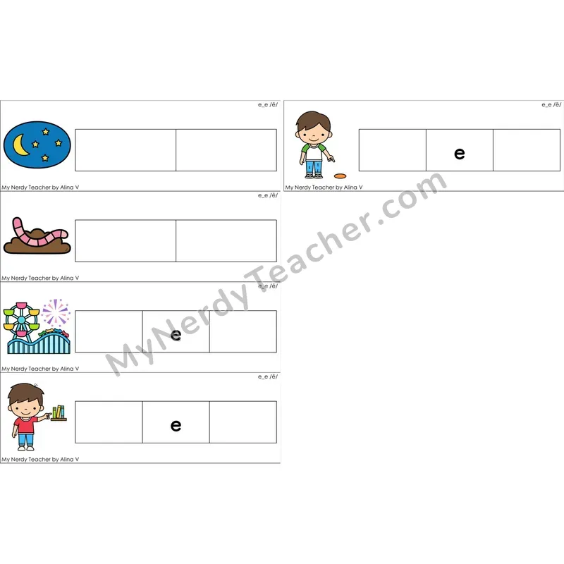 e_e (Long E VCe) Missing Beginning and Ending Sounds Cards (Color)