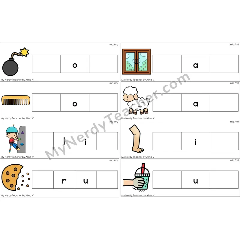 Silent mb Missing Beginning and Ending Sounds Cards (Color)