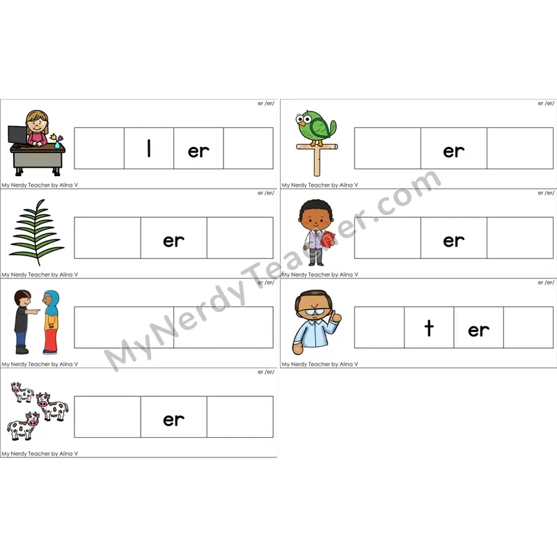 er (R-Controlled) Missing Beginning and Ending Sounds Cards (Color)
