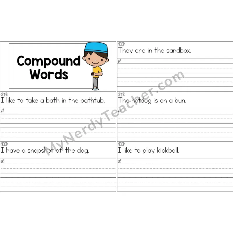 Compound Words Sentence Writing Strips (Color)