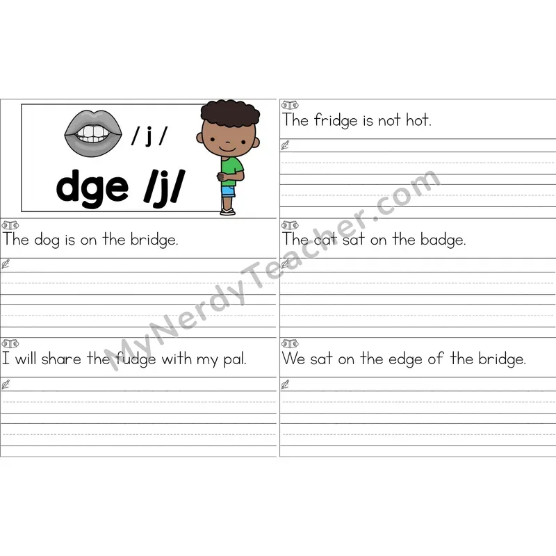 dge Trigraph Sentence Writing Strips (Color)