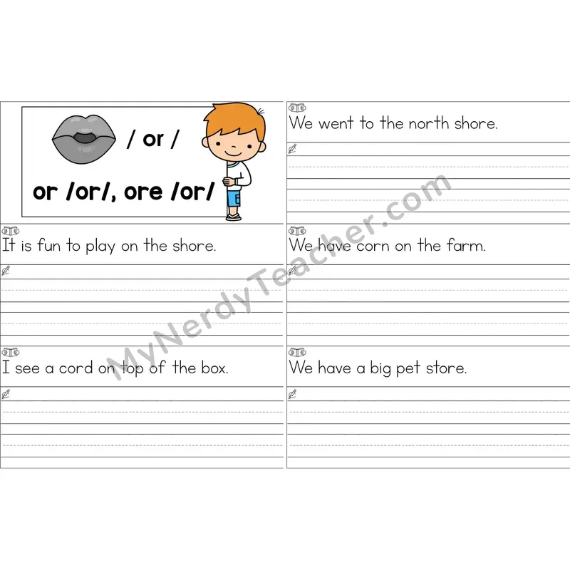 or, ore (R-Controlled) Sentence Writing Strips (Color)