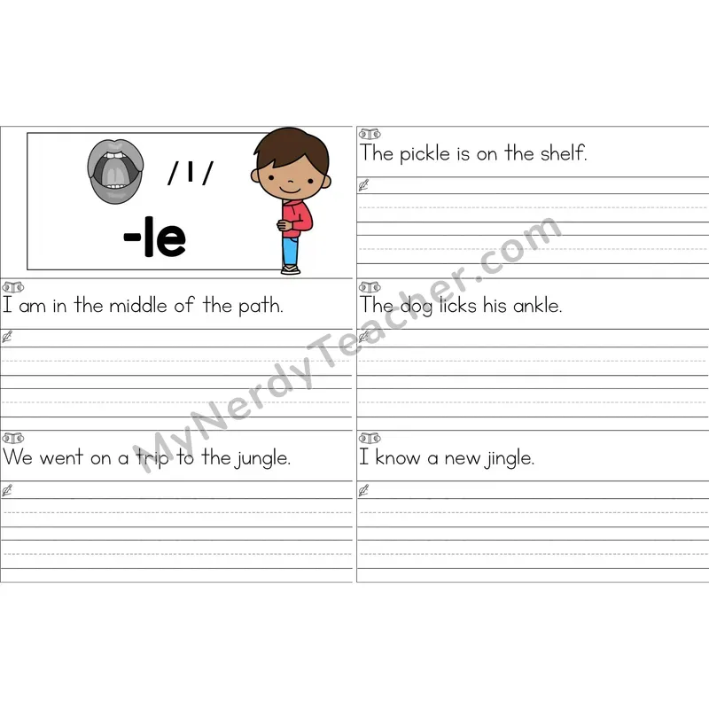 Consonant -le Sentence Writing Strips (Color)