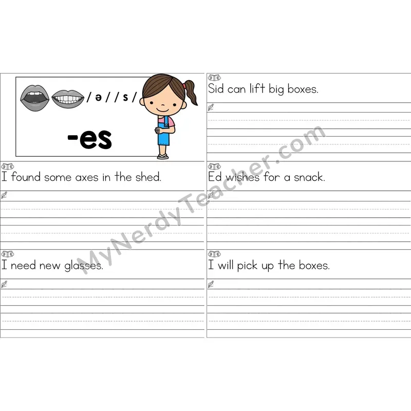 Inflectional -es Sentence Writing Strips (Color)