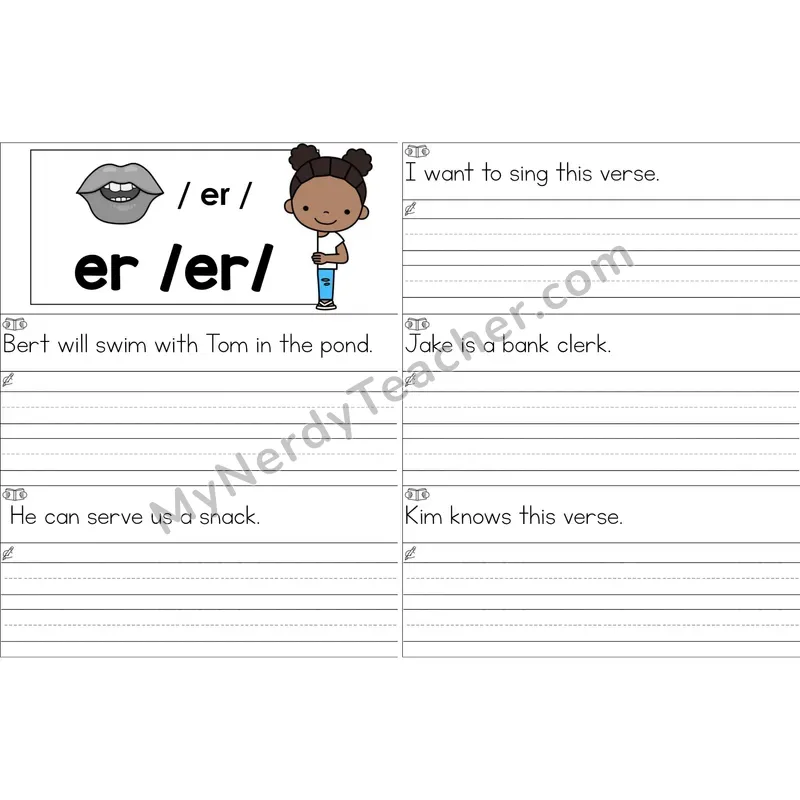 er (R-Controlled) Sentence Writing Strips (Color)