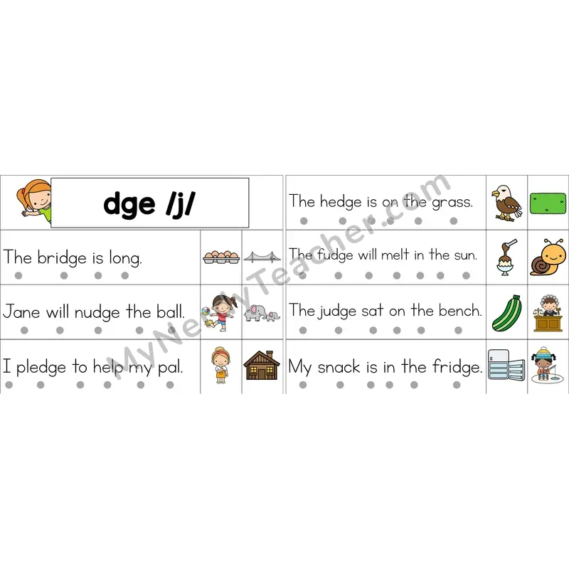 dge Trigraph Decodable Sentence Strips (Color)